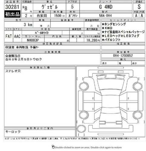 Honda Vezel G sensing 4WD